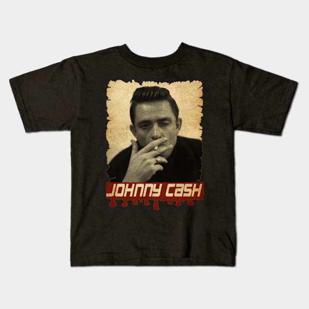 Johnny Cash Vintage Kids T-Shirt by Teling Balak